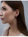 Срібні сережки "Конюшини" з фіанітами та вставкой Нічь Каїра, покриті позолотою (Арт 1106 п)