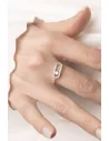 Срібна каблучка у вигляді прямокутника з фіанітами (Арт 2057 р)