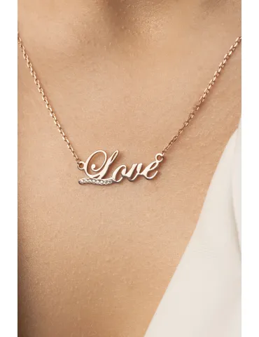 Срібне кольє  Love покрите позолотою (Арт 777 п)