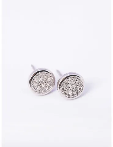 Сережки "Монети" з фіанітами покриті родієм  (Арт 901-1 р)